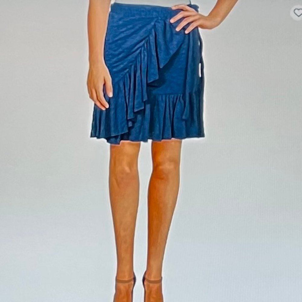 Goldie Ruffled Wrap Skirt & Swim Coverup in Blue/Indigo (M) New With Tags